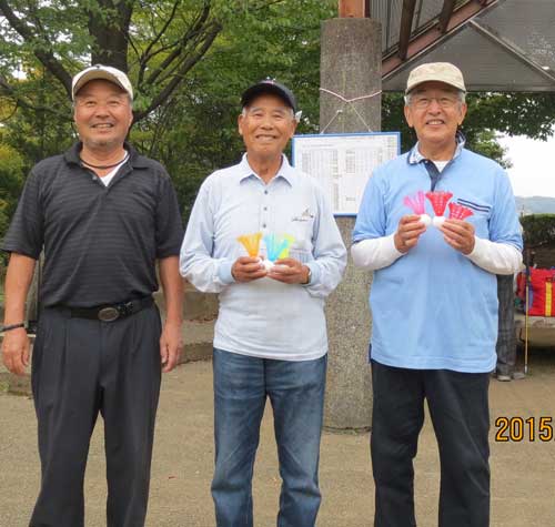 入賞者：右から、準優勝＆ベスグロの伴さん、優勝の福田さん、３位の佐藤明さん